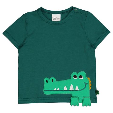 Fred's World organic Short sleeve top- crocodile appliqué