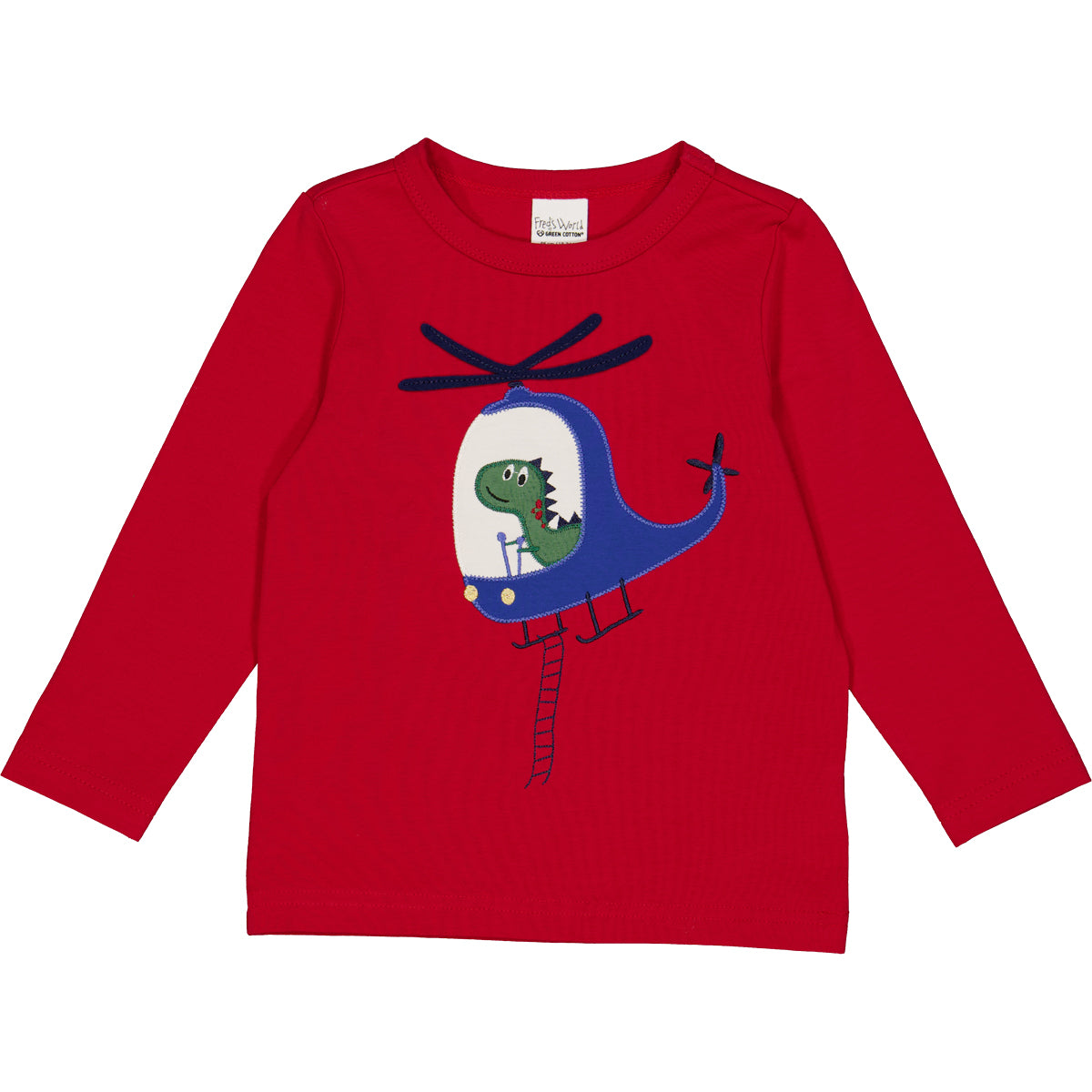 Fred's World organic Long sleeved top- flying dino appliqué