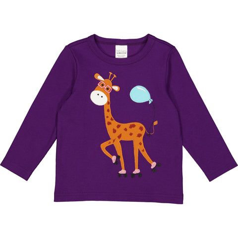 Fred's World organic Long sleeved top- giraffe appliqué