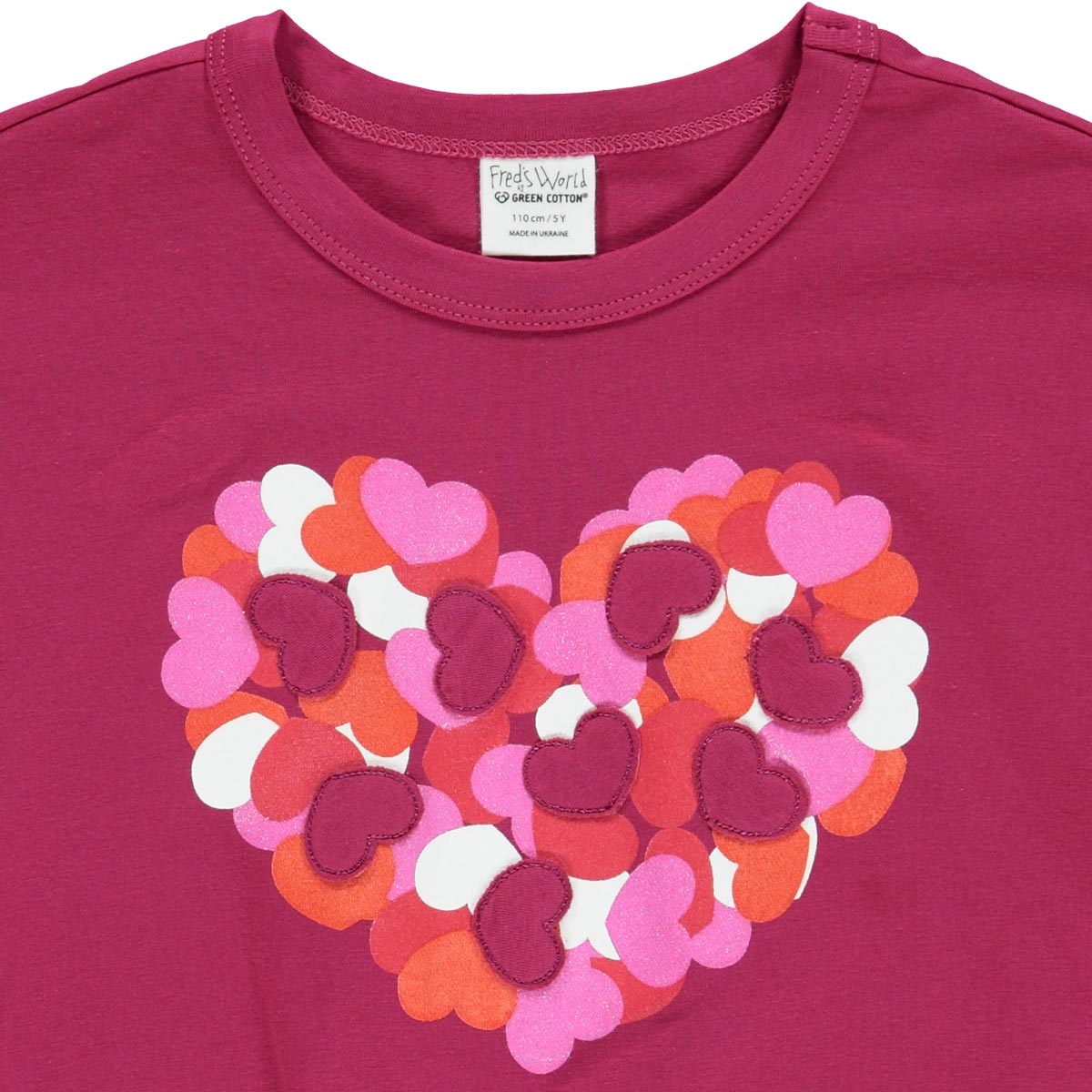 Fred's World organic Long sleeve top- heart, closeup