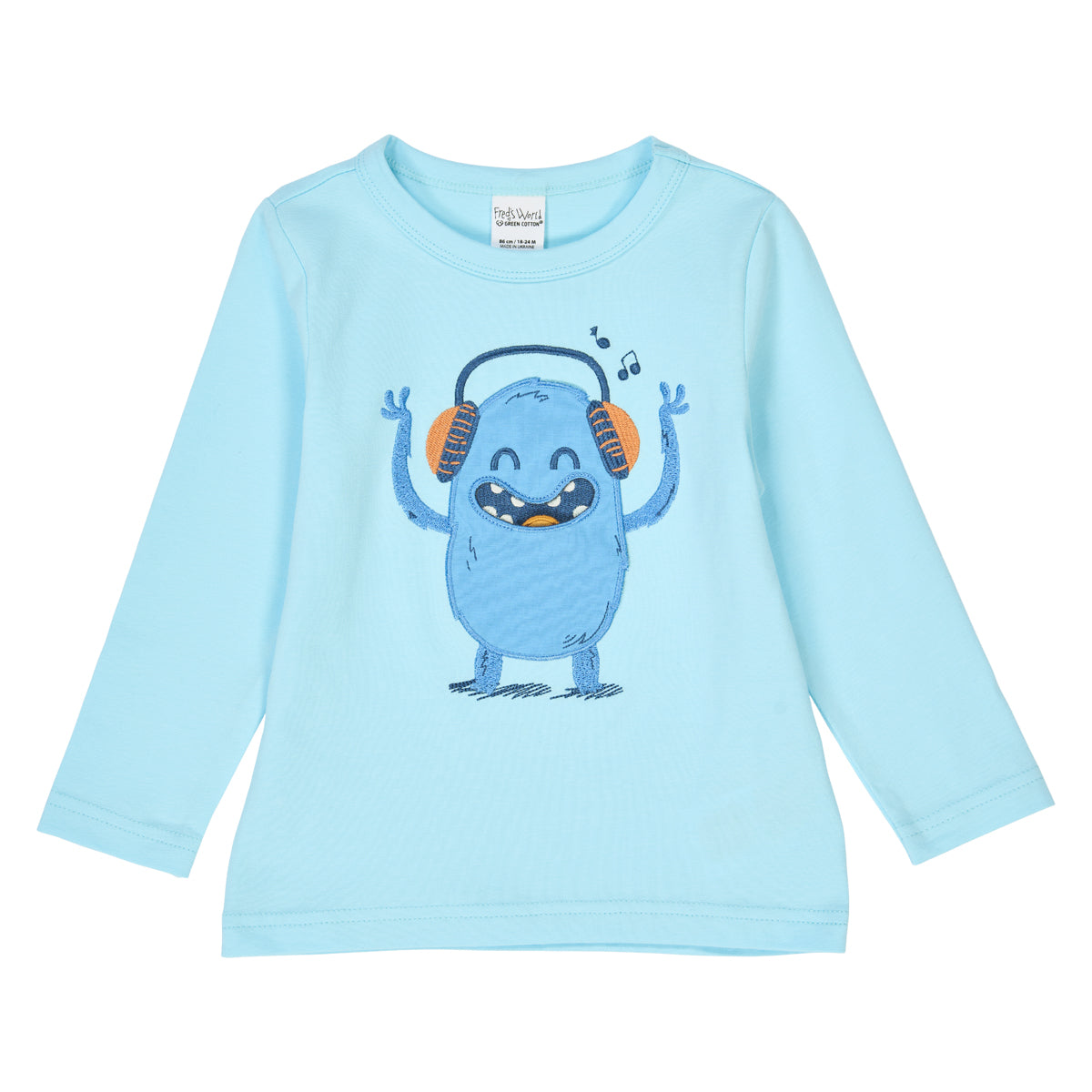Fred's World Organic Boys' Long Sleeved Top- Donut Monster Appliqué