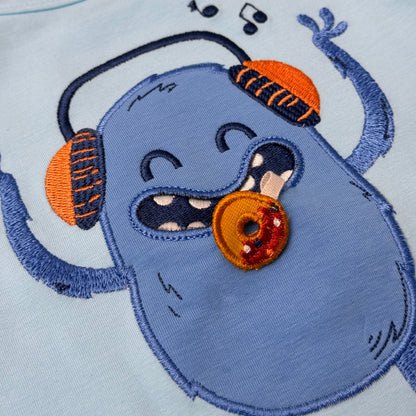Fred's World Organic Boys' Long Sleeved Top- Donut Monster Appliqué
