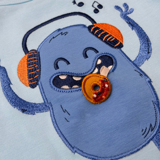 Fred's World Organic Boys' Long Sleeved Top- Donut Monster Appliqué