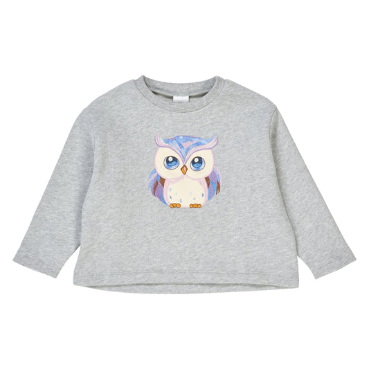Fred's World Organic Girls' Sweatshirt- Owl Appliqué