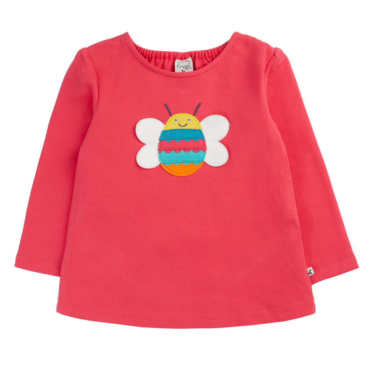 Girls Organic Cotton Long Sleeve Top - Bee Appliqué | Frugi
