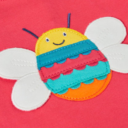Girls Organic Cotton Long Sleeve Top - Bee Appliqué | Frugi