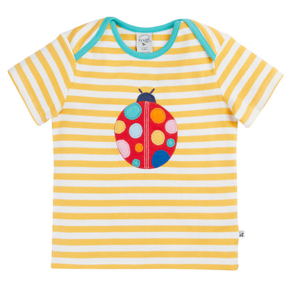 Girls Organic Cotton Short Sleeve Tee - Ladybug Appliqué | Frugi