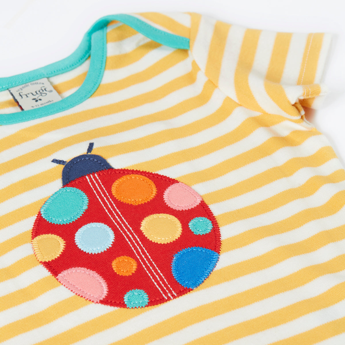 Girls Organic Cotton Short Sleeve Tee - Ladybug Appliqué | Frugi