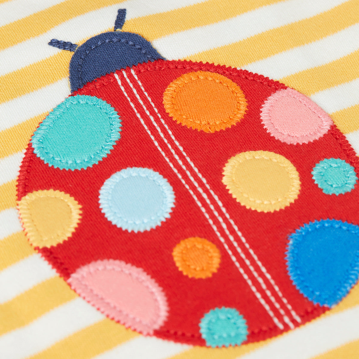 Girls Organic Cotton Short Sleeve Tee - Ladybug Appliqué | Frugi