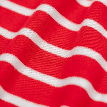 Frugi Organic Long Sleeved T-Shirt- Red Stripe/Dog Appliqué