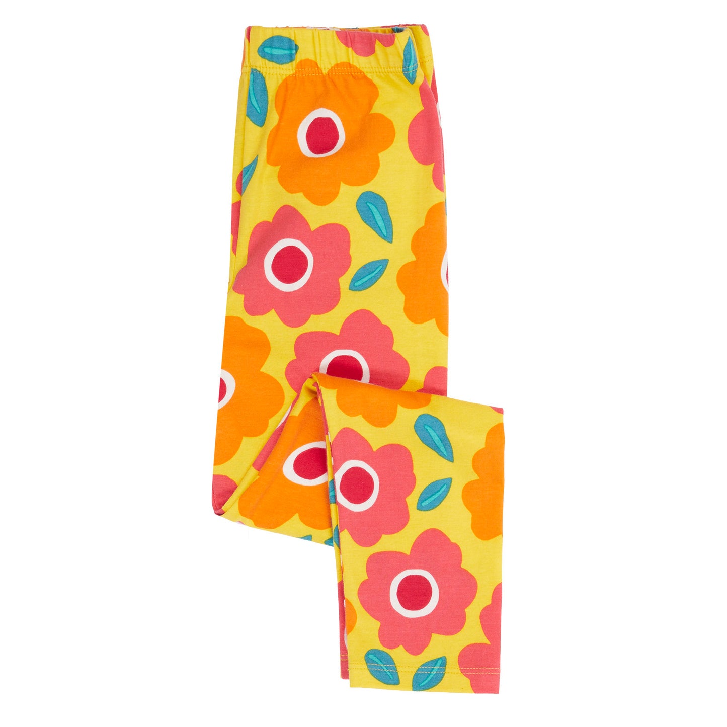 Colorful floral-patterned leggings on a white background