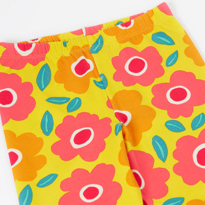 Girls Organic Cotton Leggings - Floral Fields Print | Frugi