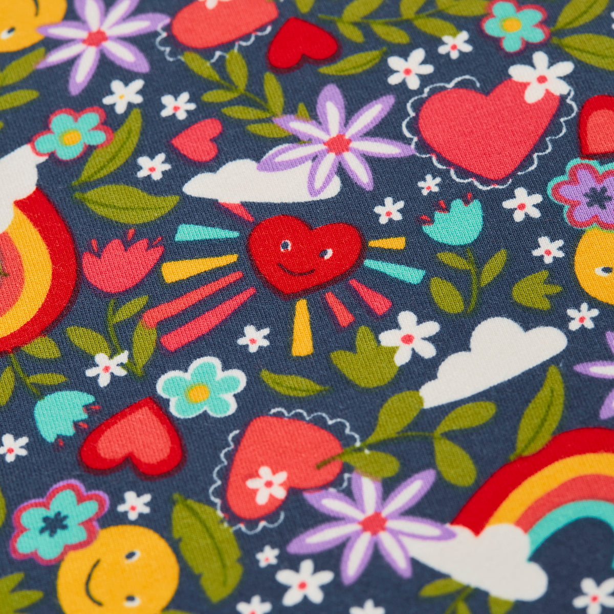 Girls Organic Cotton Short Sleeve Skater Dress - Happy Days | Frugi