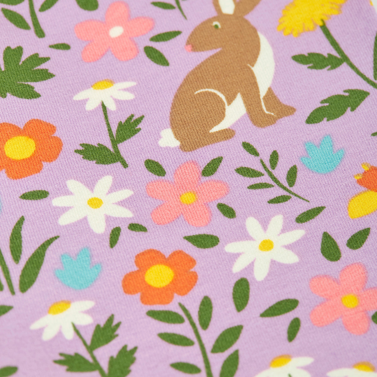 Girls Organic Cotton Bunny Meadow Print Leggings | Frugi