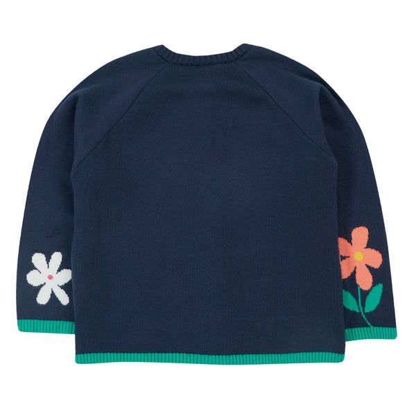 Frugi organic Knit cardigan- navy blue/cat, back