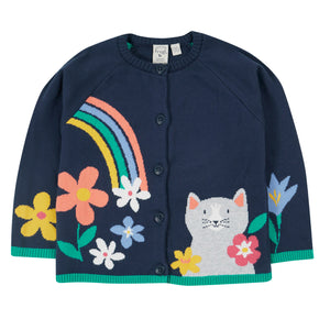 Frugi organic Knit cardigan- navy blue/cat