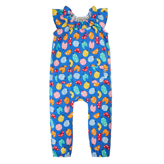 Girls Organic Cotton Sleeveless Romper - Ladybug Loveliness | Frugi