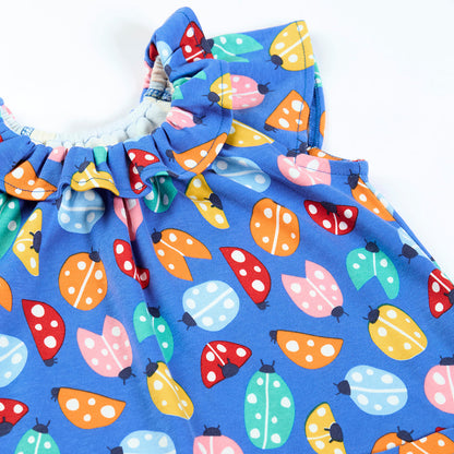 Girls Organic Cotton Sleeveless Romper - Ladybug Loveliness | Frugi