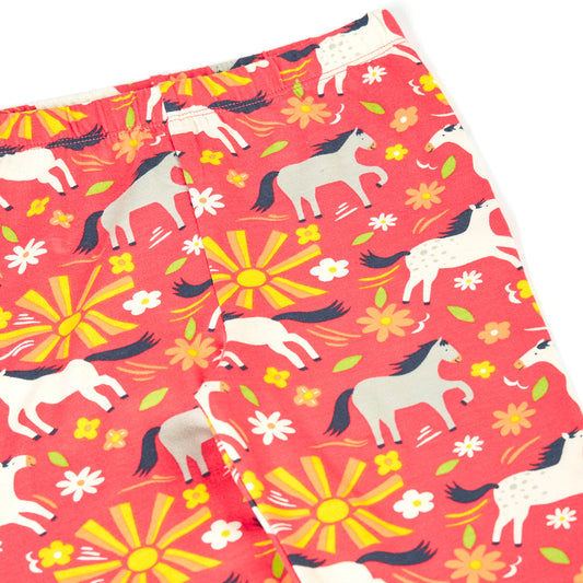 Girls Organic Cotton Sunshine Ponies Print Leggings | Frugi