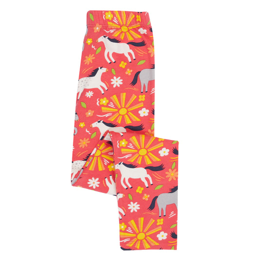 Girls Organic Cotton Sunshine Ponies Print Leggings | Frugi