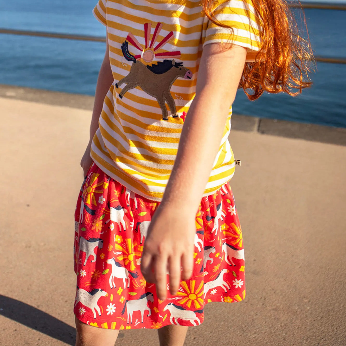 Girls Organic Cotton Sunshine Ponies Print Skort | Frugi