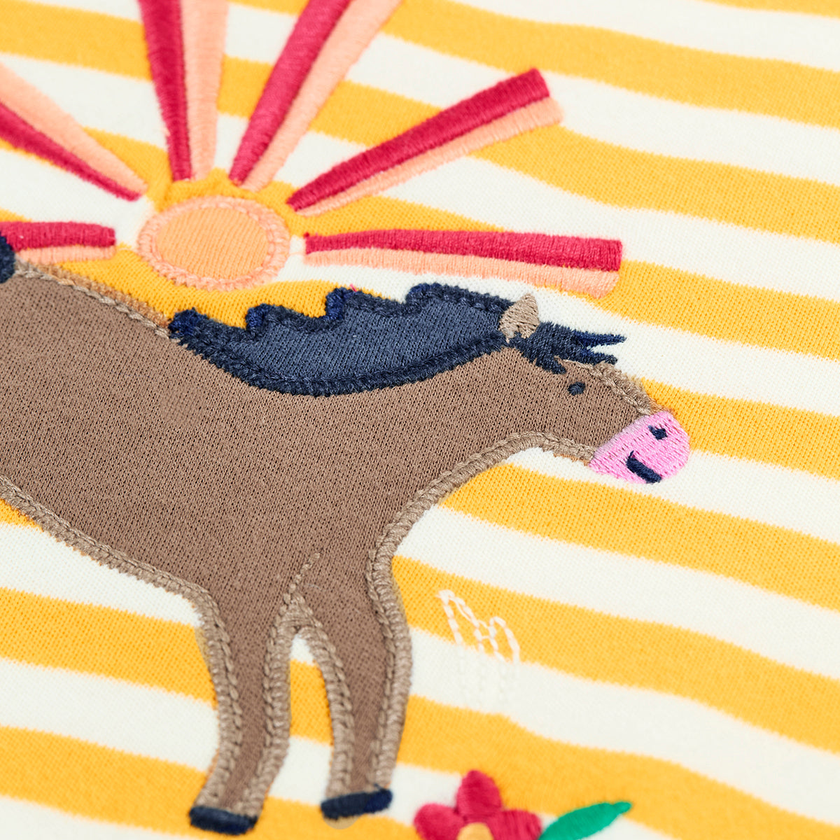 Girls Organic Cotton Sunshine Pony Appliqué Short Sleeve Tee | Frugi