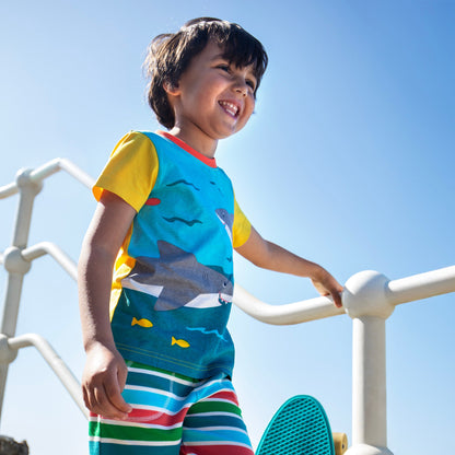 Frugi Sharks Print Organic Cotton T-Shirt