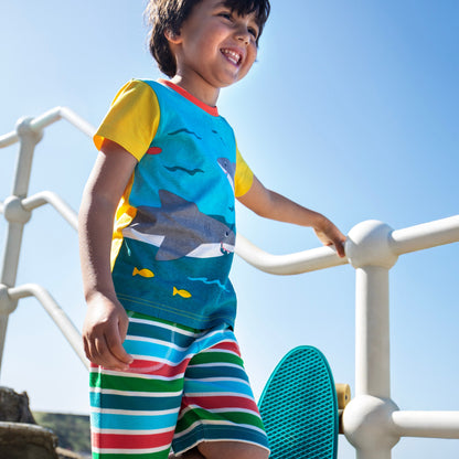 Frugi Breton Stripe Organic Cotton Shorts 