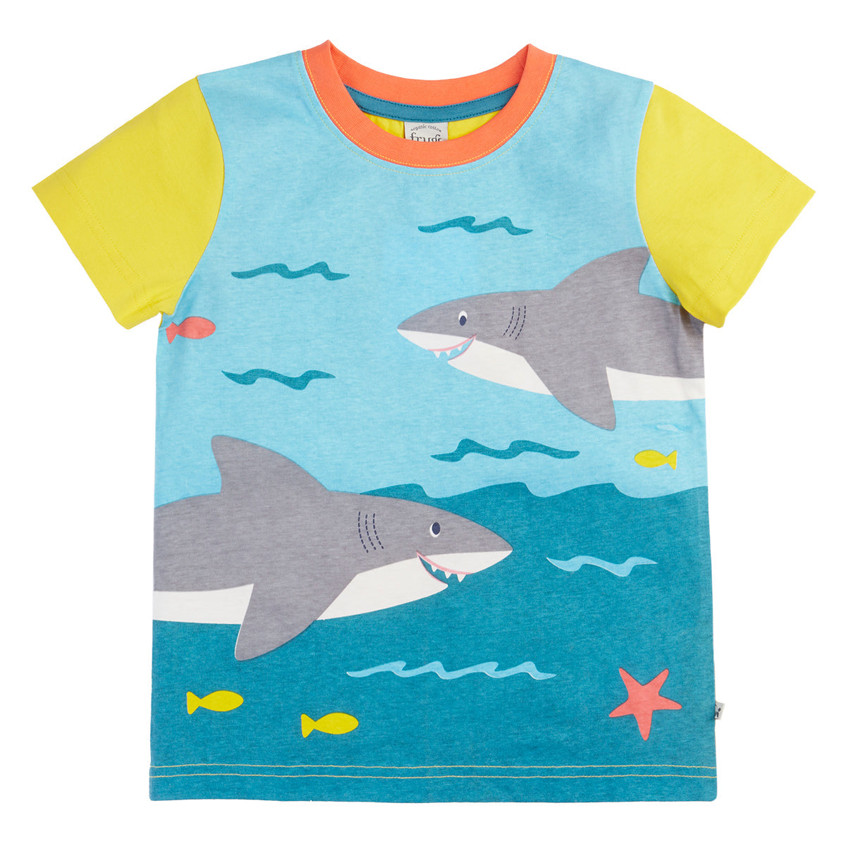Frugi Sharks Print Organic Cotton T-Shirt
