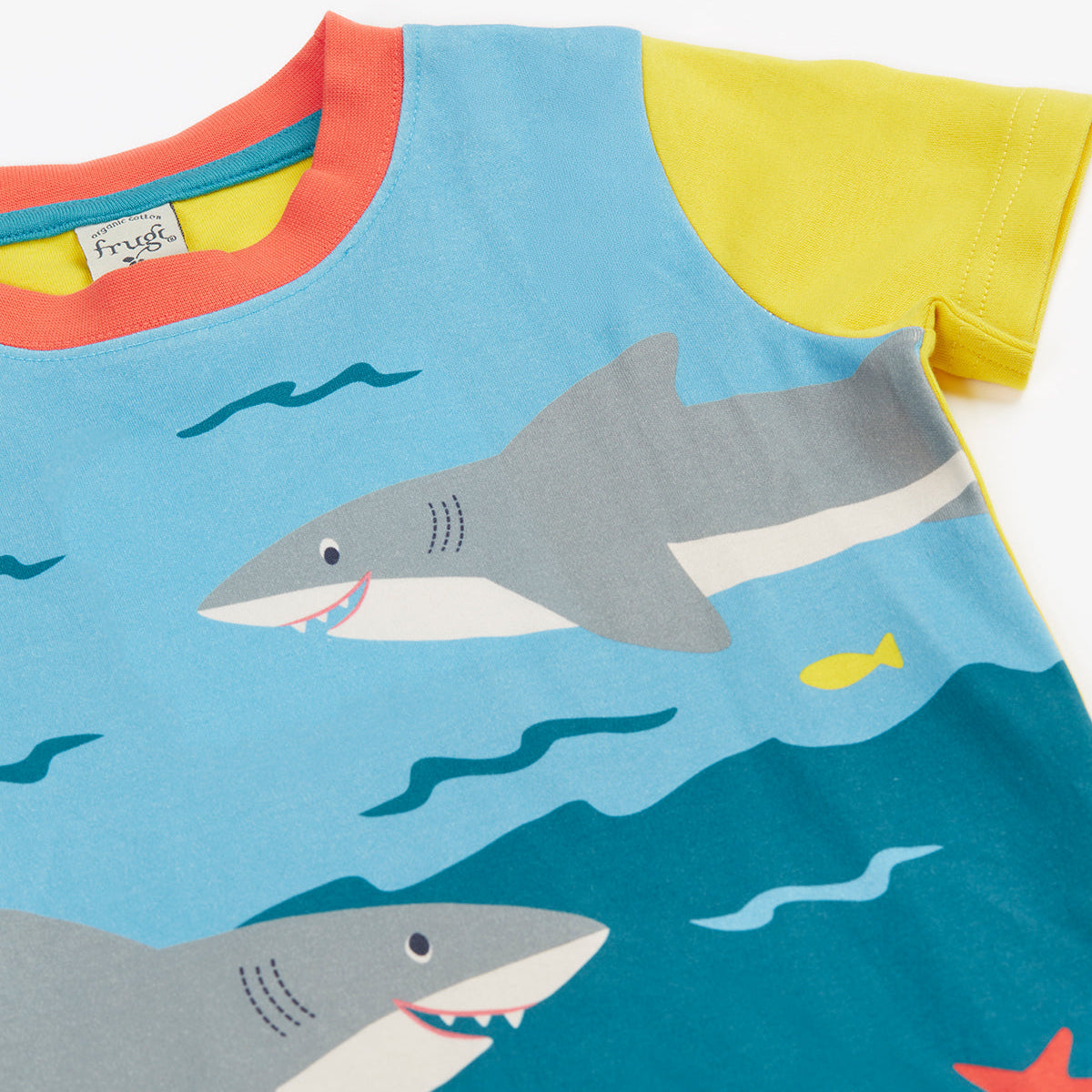 Frugi Sharks Print Organic Cotton T-Shirt