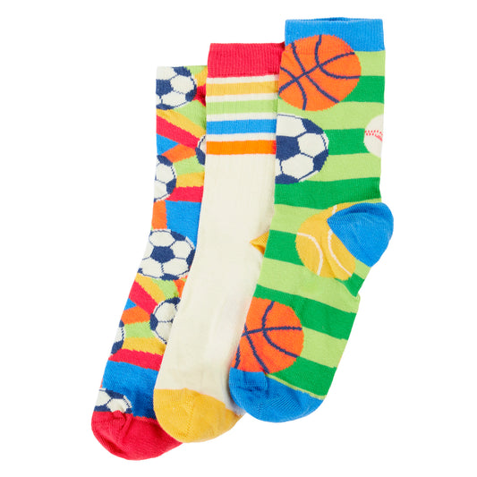 Organic Cotton Sports Print Kids Socks 3-Pack | Frugi