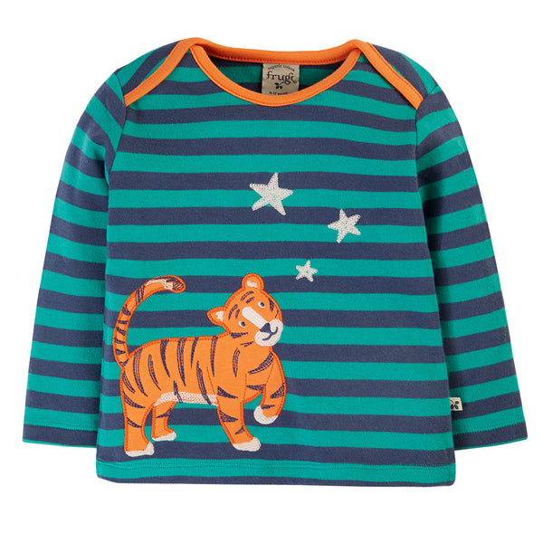 Frugi organic Long sleeved top- tiger appliqué