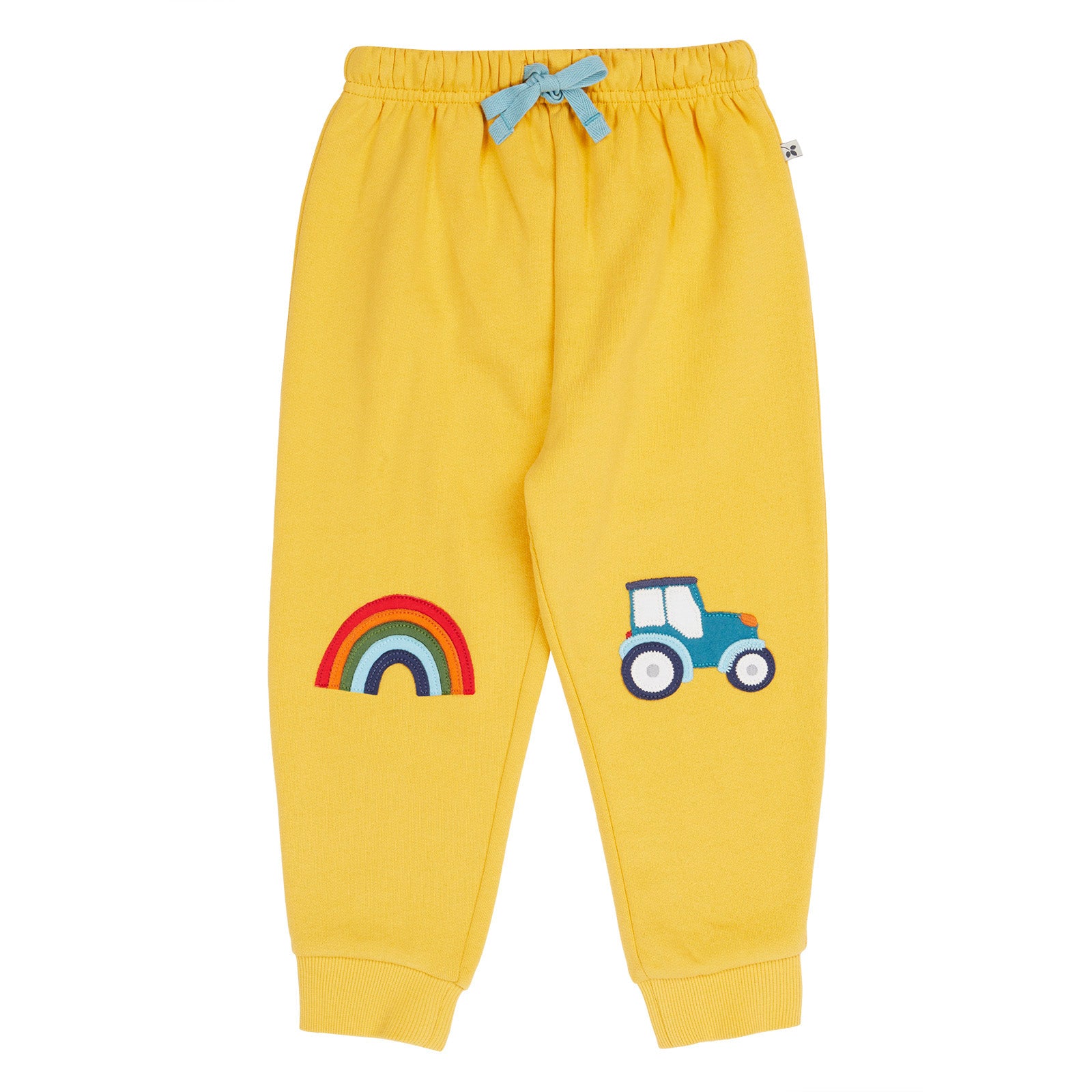 Frugi Organic Cotton Joggers - Tractor & Rainbow Knee Patch 