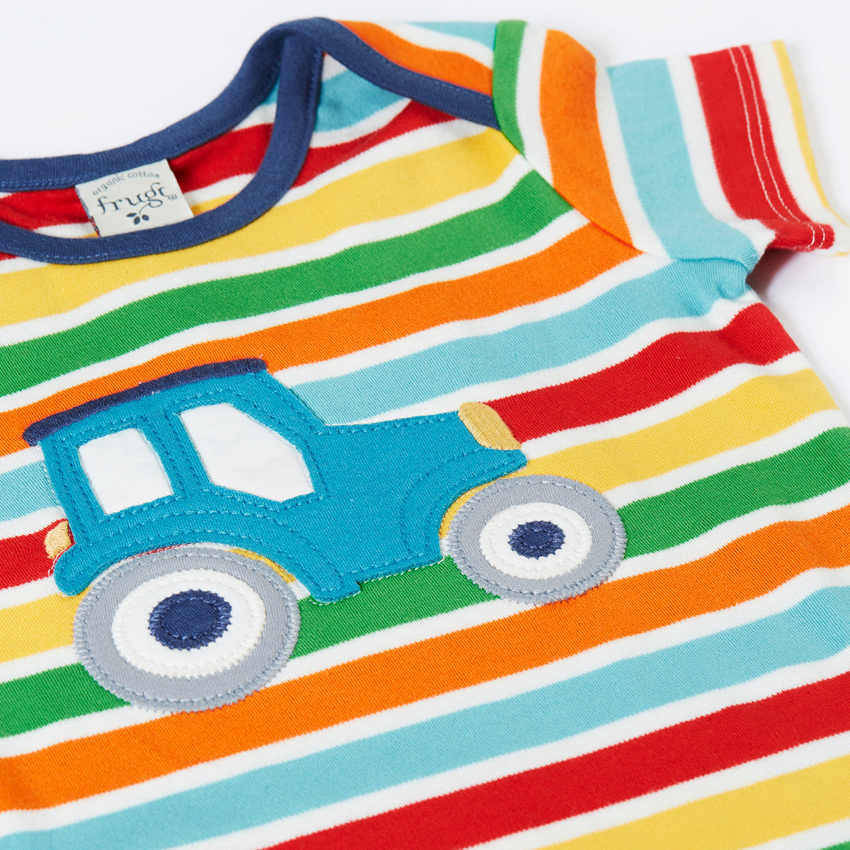 Kids Organic Cotton Short Sleeve Tee - Tractor Appliqué | Frugi