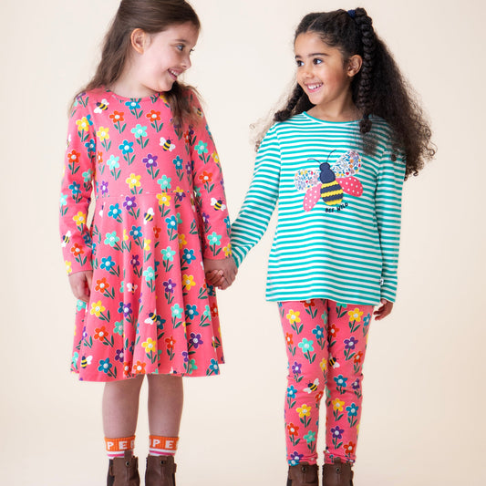 Frugi Organic Girls' Leggings- Fun Flowers