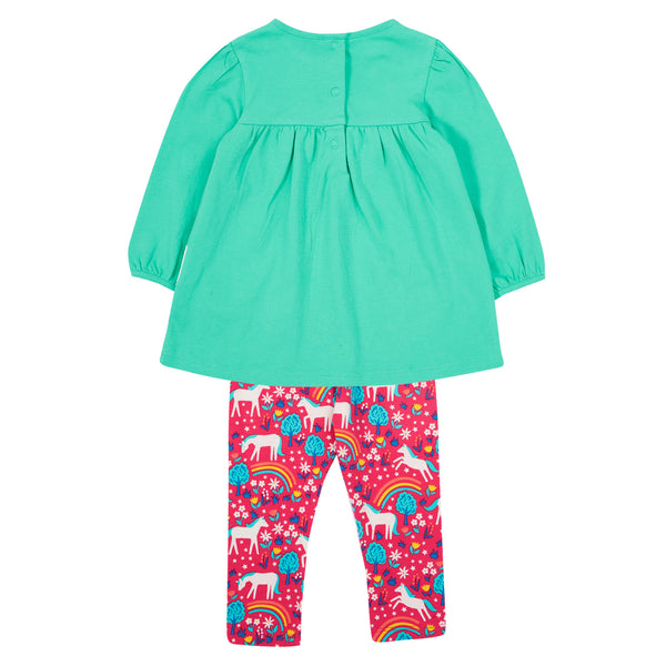 Frugi organic Swing top & pants set- wild horses, back