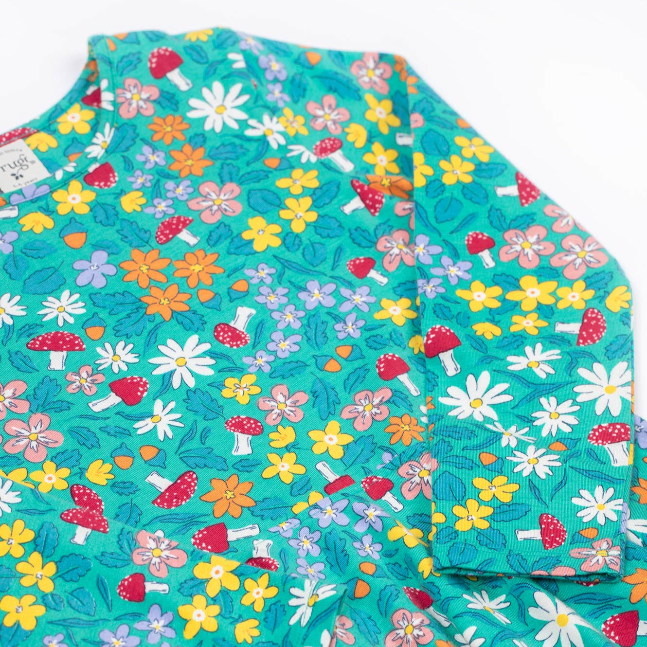 Frugi Organic Girls' Sofia Long-Sleeved Skater Dress- Wild Woods