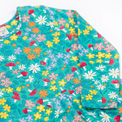 Frugi Organic Girls' Sofia Long-Sleeved Skater Dress- Wild Woods