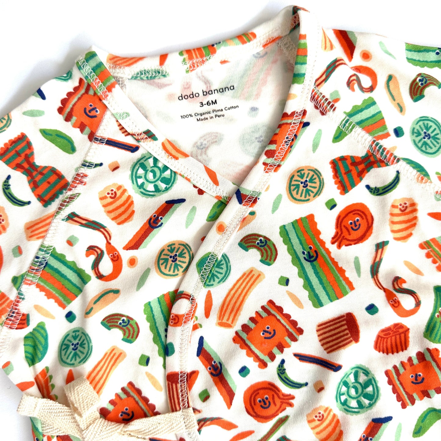 Pasta Festa Baby Kimono Onesie - Organic Pima Cotton | Dodo Banana
