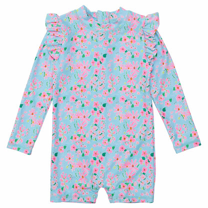 Daisy Chain Long-Sleeve Baby Sunsuit | Snapper Rock