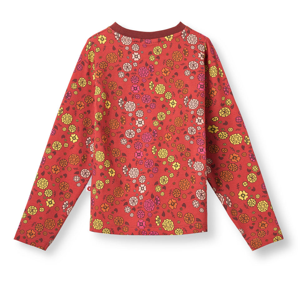 Smafolk Organic Cotton Long Sleeve T-Shirt - Flowers, Red