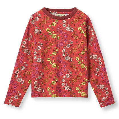 Smafolk Organic Cotton Long Sleeve T-Shirt - Flowers, Red