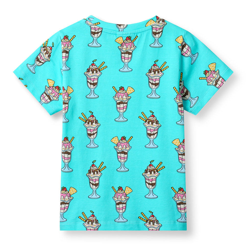 Organic Cotton Ice Cream Sundae Print Short Sleeve Kids T-Shirt | Småfolk