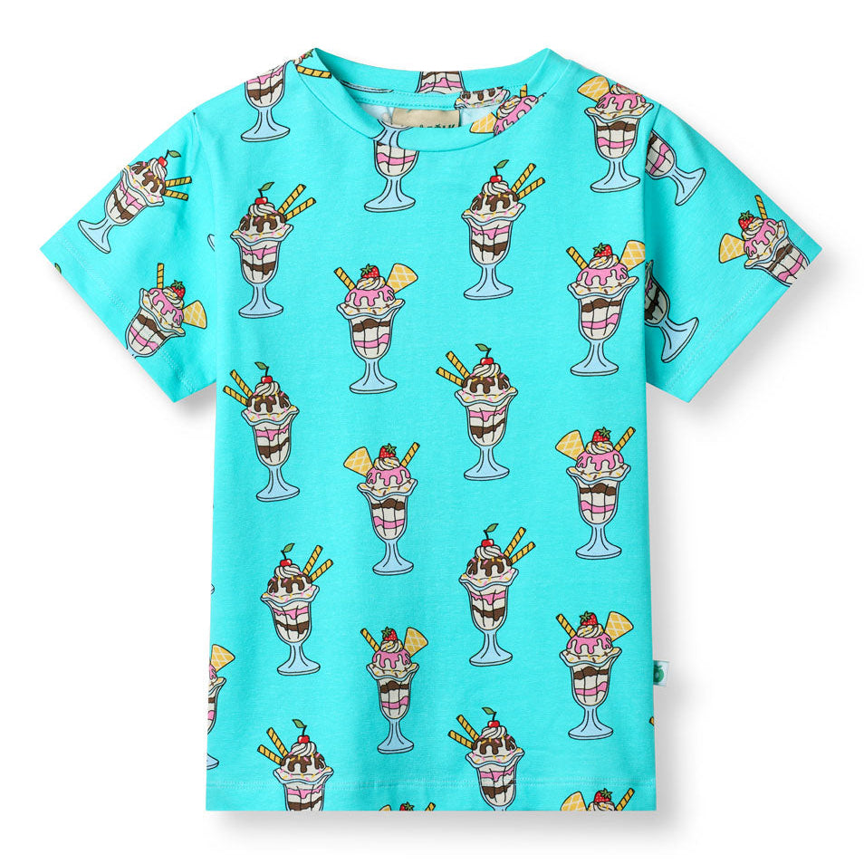 Organic Cotton Ice Cream Sundae Print Short Sleeve Kids T-Shirt | Småfolk