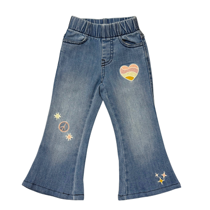 Flare Denim Jeans - Mid Blue Wash