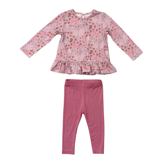 Bamboo Long Sleeve Peplum Set - Mini Lilac Cluster