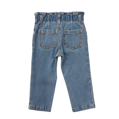 Paperbag Denim Pants - Mid Blue Wash