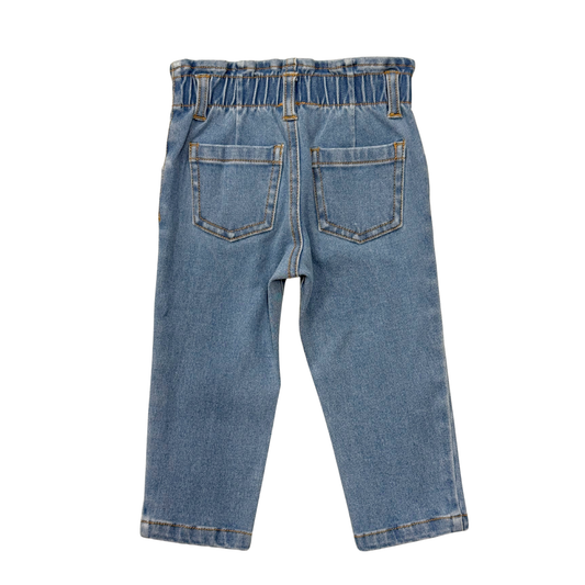 Paperbag Denim Pants - Mid Blue Wash