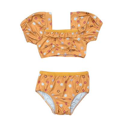 babysprouts Girls Puff Sleeve Two-Piece Swimsuit 