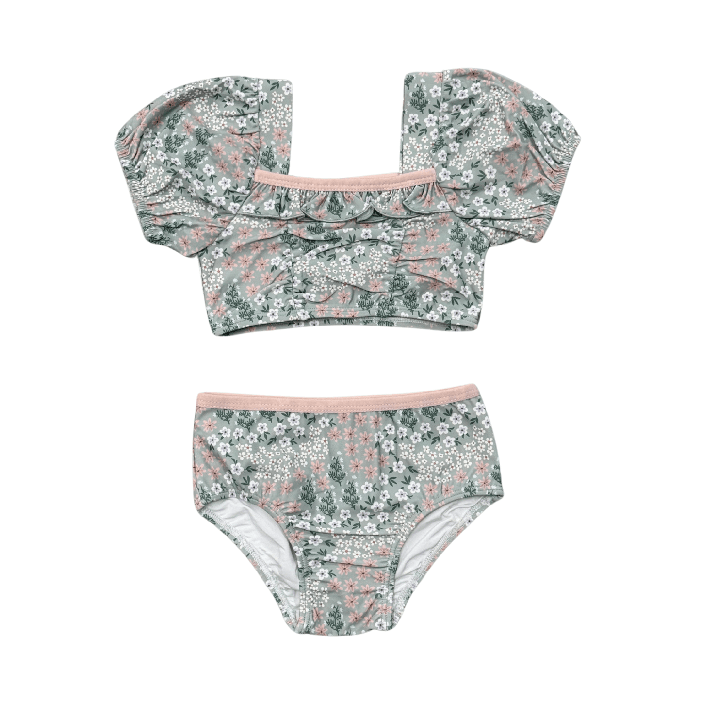 Recycled Polyester Puff Sleeve Two-Piece Swimsuit